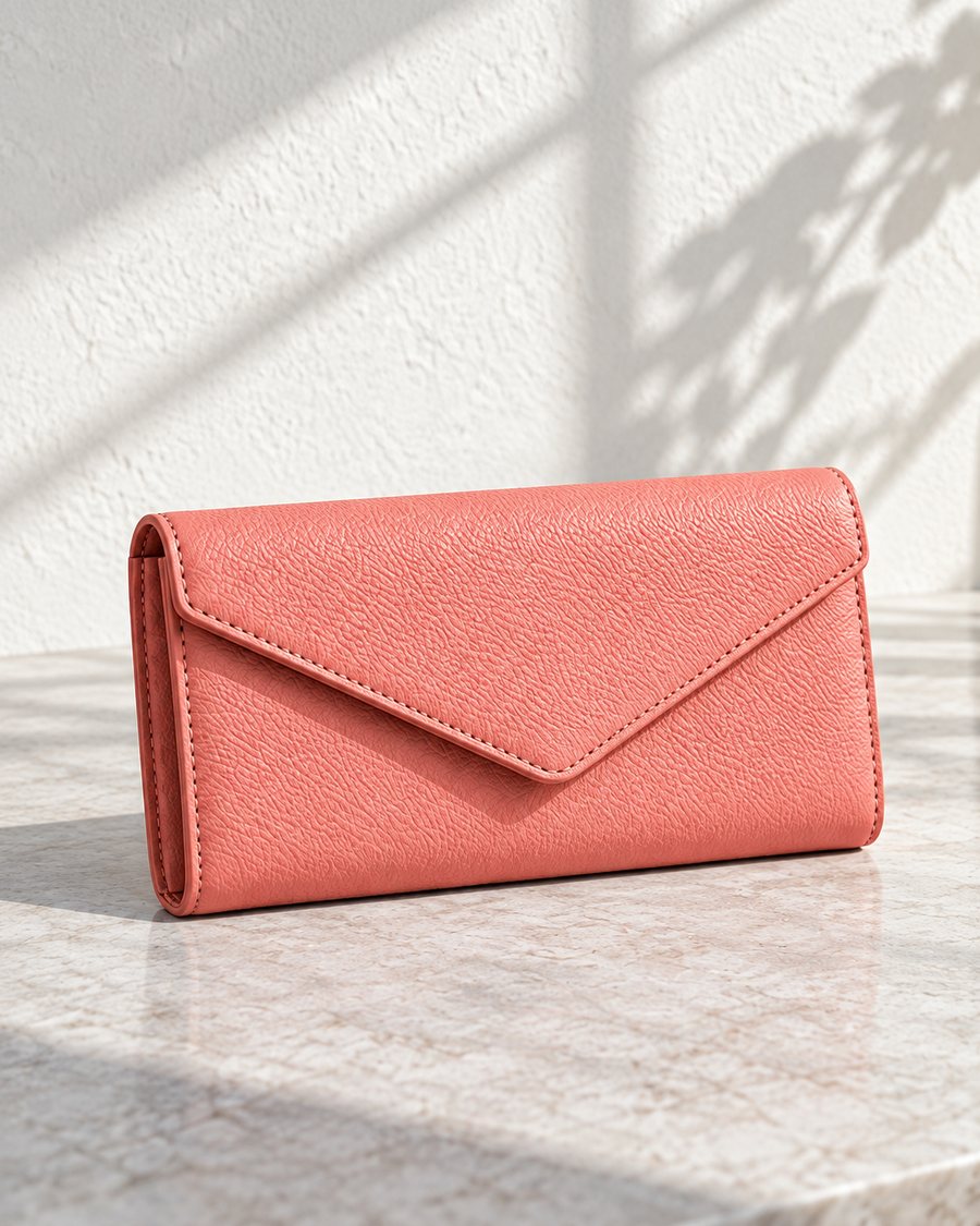Coral envelope wallet
