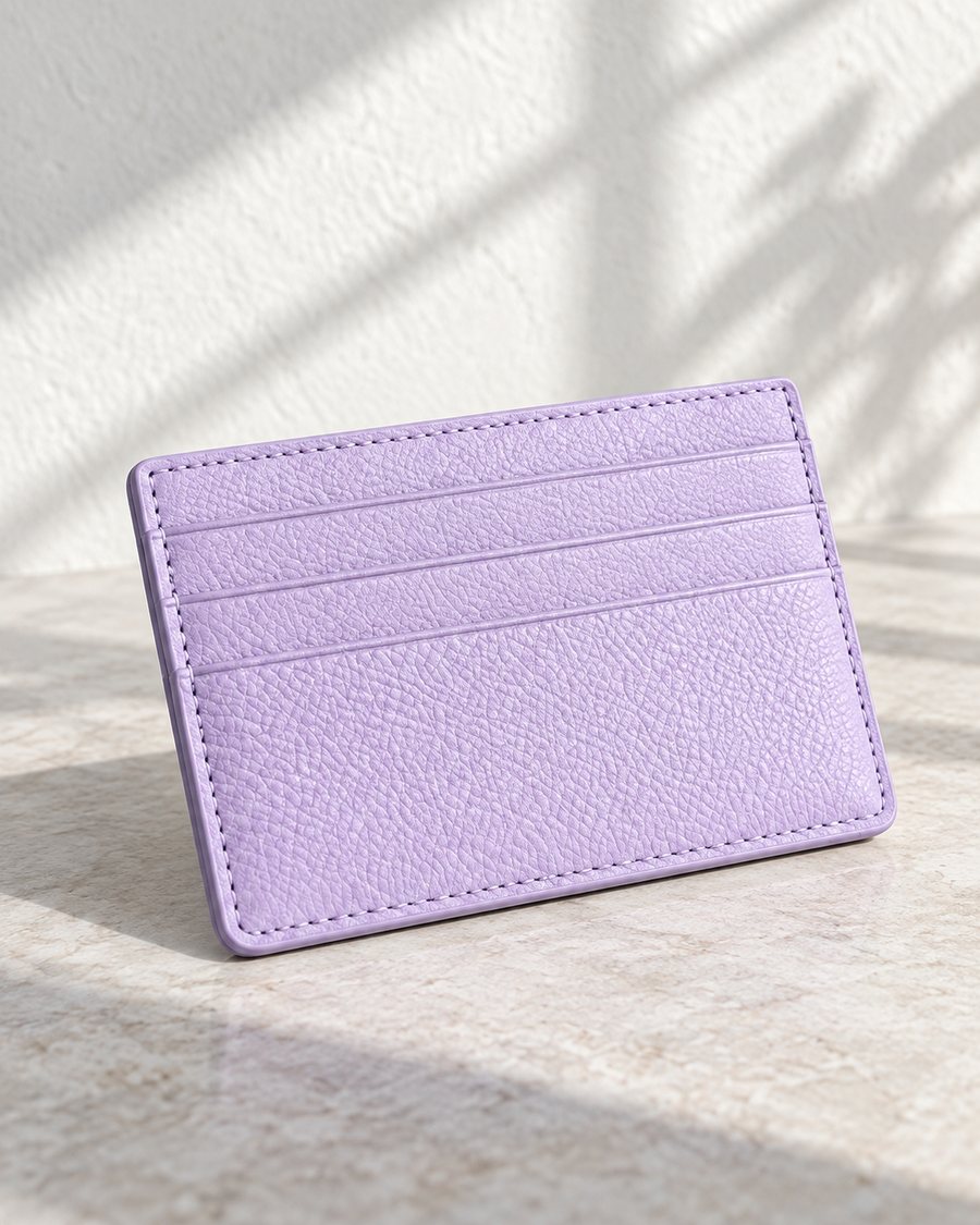 Lilac leather card holder
