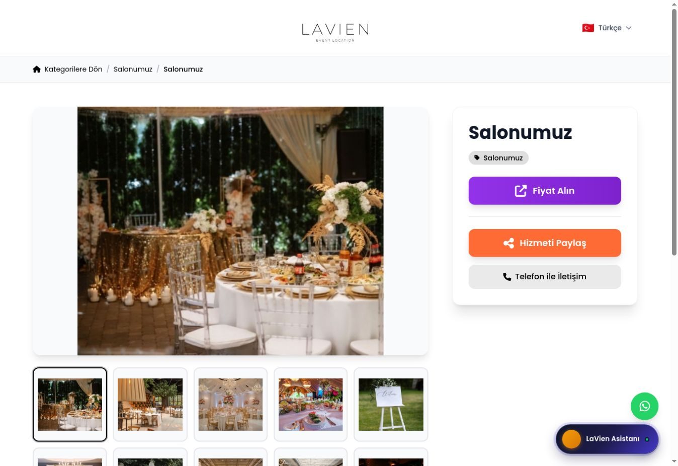 Hall photo and gallery in the LaVien Event Location catalog