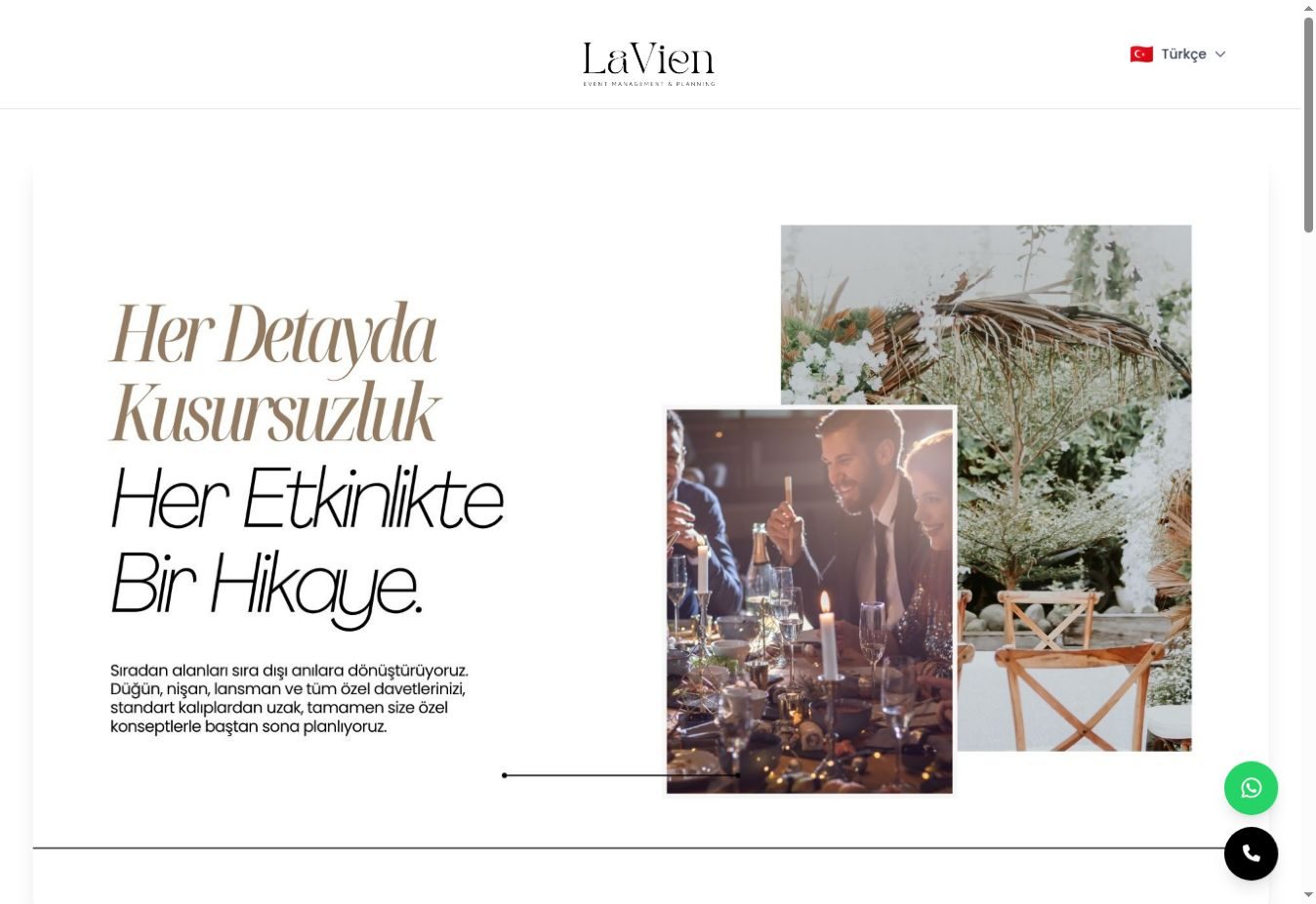 Opening screen of the LaVien event planning catalog