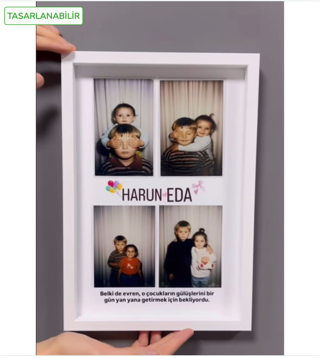 Yapay Zeka İle Hazırlanmış Çocukluk Fotoğrafı Birleştirme Çerçeveli